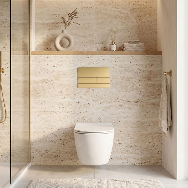 Podometni Set za WC Slim 024N z Gumbom T Brush Gold