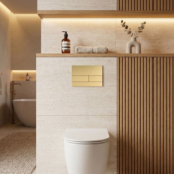 Podometni Set za WC Slim 024N z Gumbom T Brush Gold