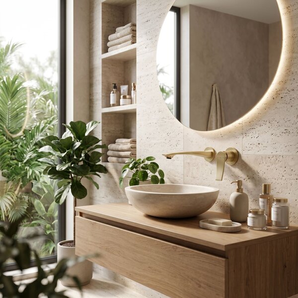 Podometna armatura za umivalnik REA VISION Brush Gold + BOX