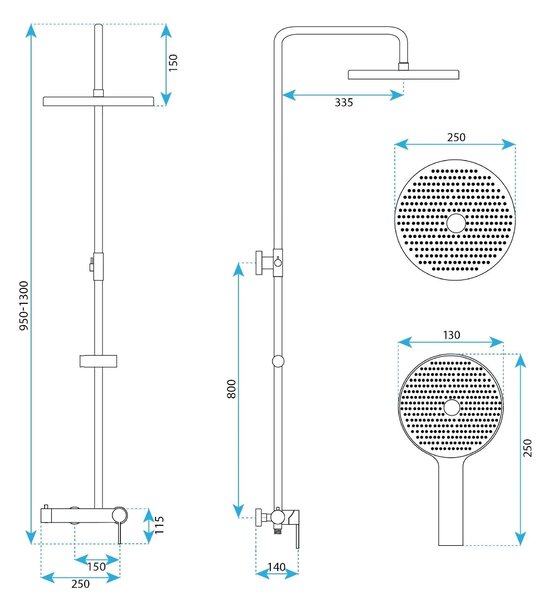 Komplet za prhanje Rea Foster Brush Copper