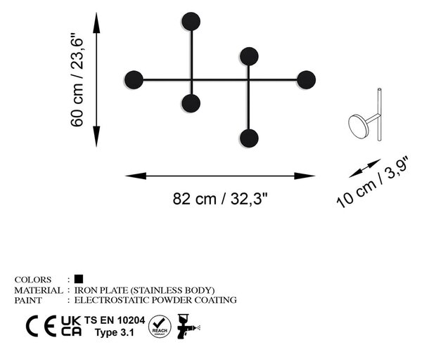 Črn kovinski stenski obešalnik Dama – Kalune Design