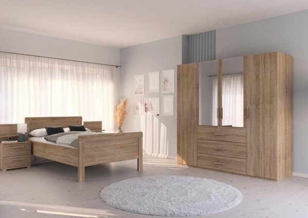 POSTELJA 140 cm x 200 cm , leseni material hrast sonoma