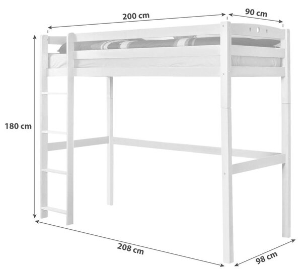 MID.YOU Pograd Tolly R, 90x200, Bukev, Masivno, Bela