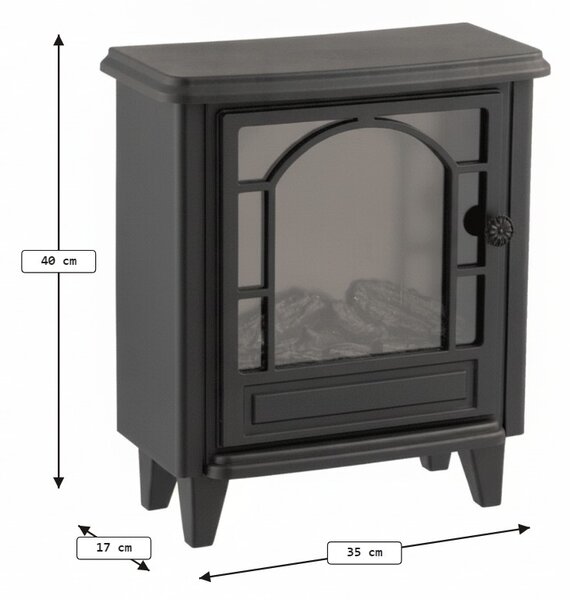 LED dekoracija kamin COZY WARM 40x35 cm, črna