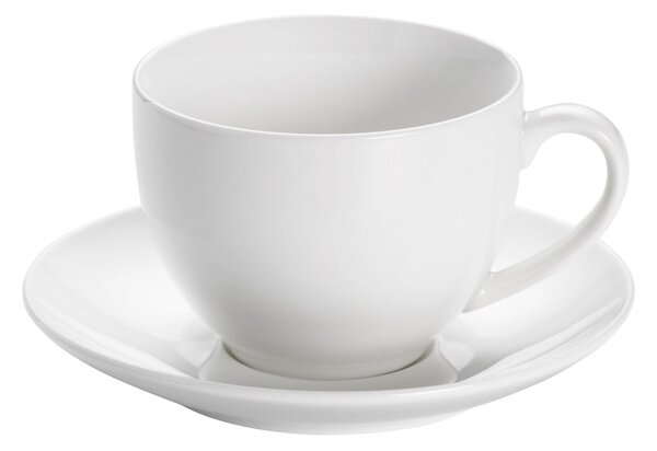 Bela porcelanasta skodelica s podstavkom Maxwell & Williams Basic, 245 ml