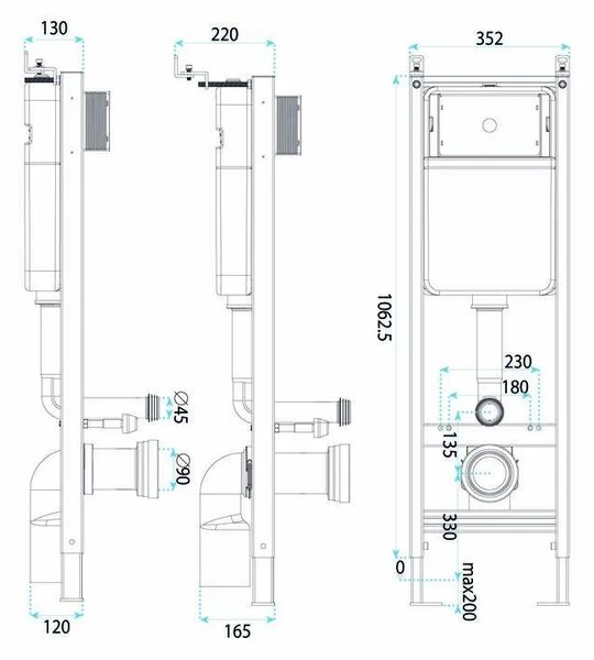 Podometni Set za WC Slim 024N z Gumbom HD Chrome