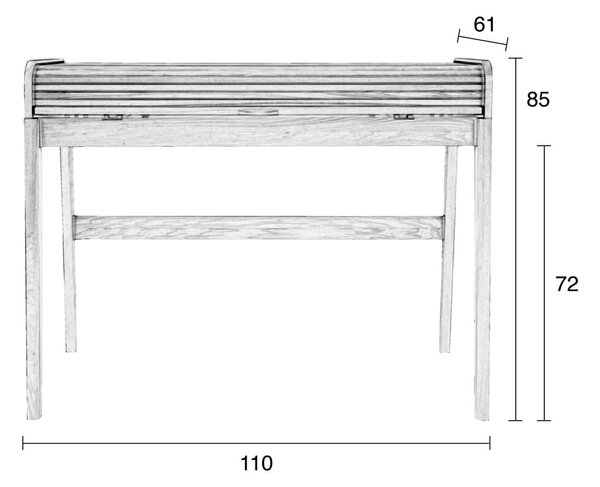 Rjava pisalna miza z izvlečnim vrhom Zuiver Barbier