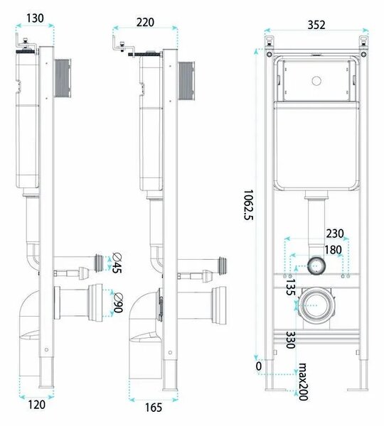 Podometni Set za WC Slim 024N z Gumbom HD Black