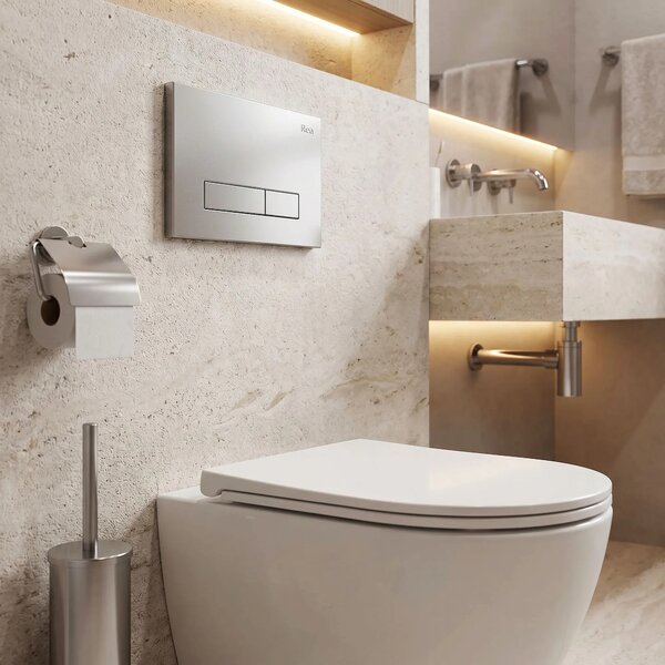 Podometni Set za WC Slim 024N z Gumbom HD Satin