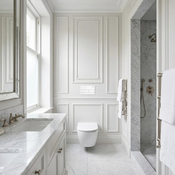 Podometni Set za WC Slim 024N z Gumbom T White Glass