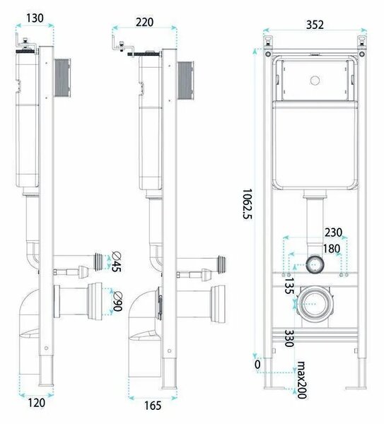 Podometni Set za WC Slim 024N z Gumbom T White Glass