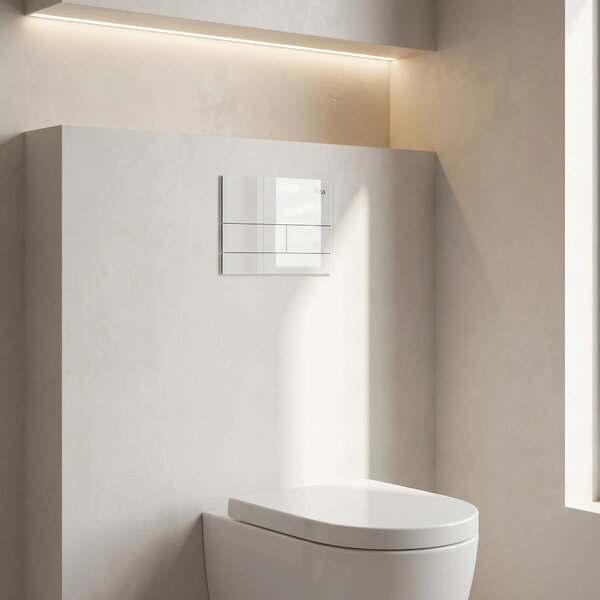 Podometni Set za WC Slim 024N z Gumbom T White Glass