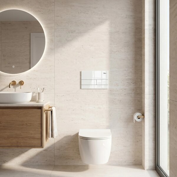 Podometni Set za WC Slim 024N z Gumbom T White Glass