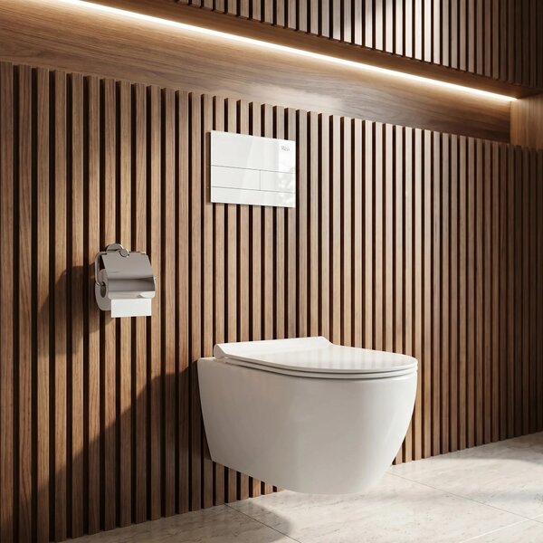 Podometni Set za WC Slim 024N z Gumbom T White Glass