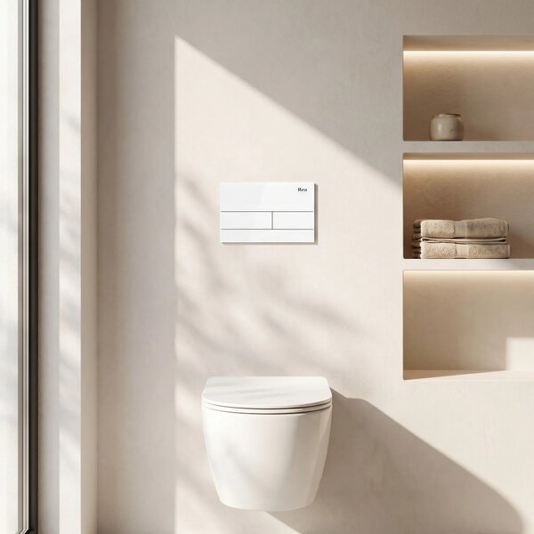 Podometni Set za WC Slim 024N z Gumbom T White Glass