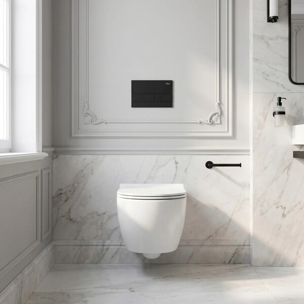 Podometni Set za WC Slim 024N z Gumbom T Black Matt