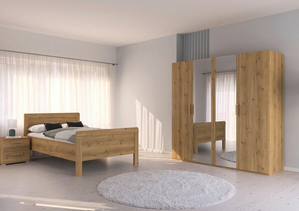 POSTELJA 140 cm x 200 cm , leseni material barve hrasta