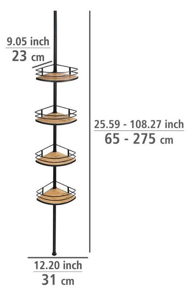 Mat črna/naravna kotna bambusova teleskopska kopalniška polica Dolcedo – Wenko