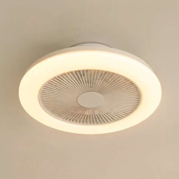 Lindby LED stropni ventilator Vedin, bel, DC, Ø 45 cm, RGBW, zatemnjen, Bela, Dnevna soba / jedilnica, Plastika, Sodobni