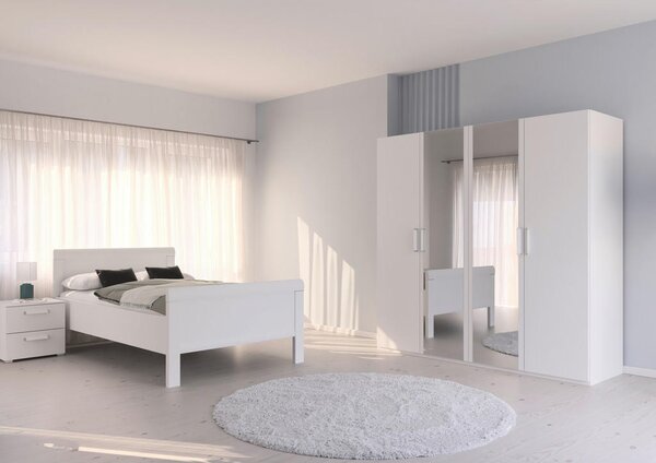 POSTELJA 140 cm x 200 cm , leseni material bela