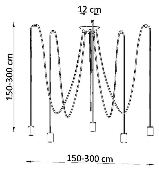 Črna viseča svetilka 300x300 cm Spider - Nice Lamps