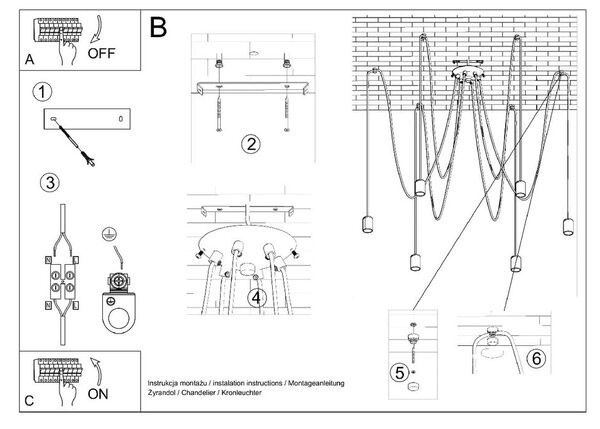 Črna viseča svetilka 300x300 cm Spider - Nice Lamps