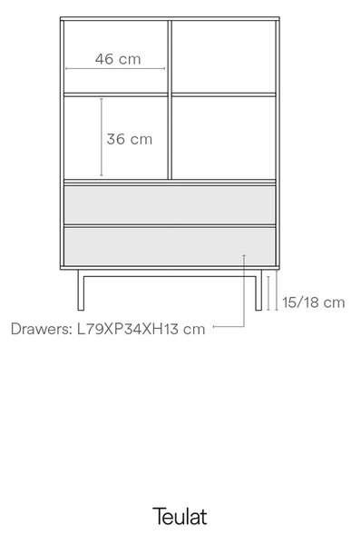 Siva visoka komoda 97x130 cm Sierra – Teulat