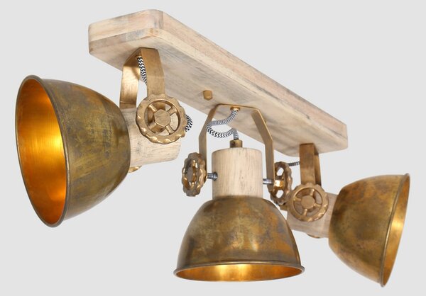 Steinhauer Stropni reflektor Gearwood, 3-svetlobni bronasti, zatemnjen, Bronasta / starinska medenina, Dnevna soba / jedilnica, Les, Vintage