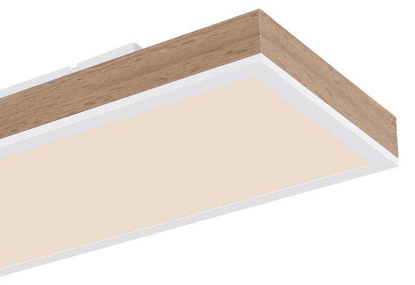 Globo LED stropna svetilka Doro, dolžina 80 cm, temni les, CCT, zatemnjen, Les, Dnevna soba / jedilnica, Kovina, Sodobni