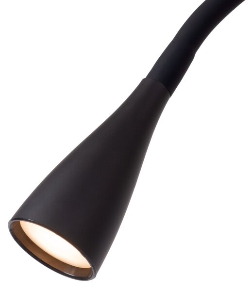 Lucide Talna svetilka LED Zozy, črna, 3-StepDim, višina 145 cm, gibljiva roka, zatemnjen, Črna, Študija / pisarna, Plastika, Sodobni