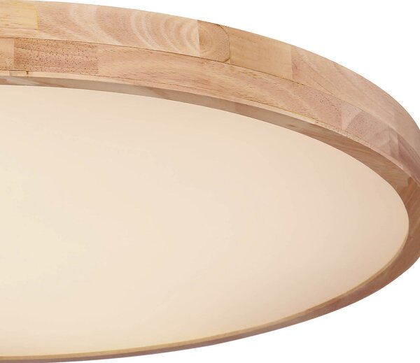 Globo Rainer LED stropna svetilka, Ø 80 cm, učinek lesa, kovina, CCT, zatemnjen, Les, Dnevna soba / jedilnica, Kovina