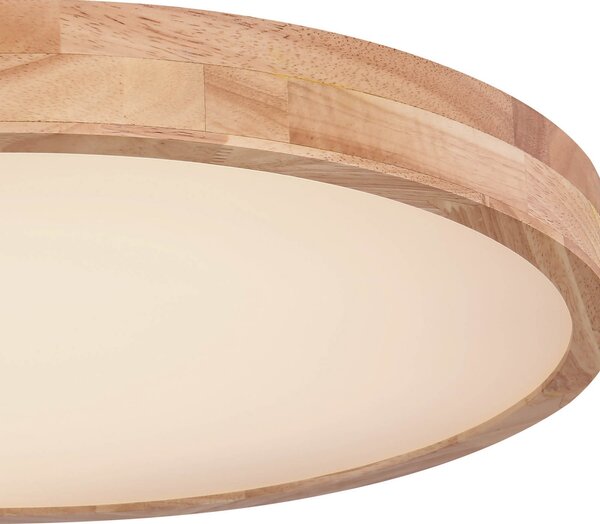 Globo Rainer LED stropna svetilka, Ø 60 cm, učinek lesa, kovina, CCT, zatemnjen, Les, Dnevna soba / jedilnica, Kovina