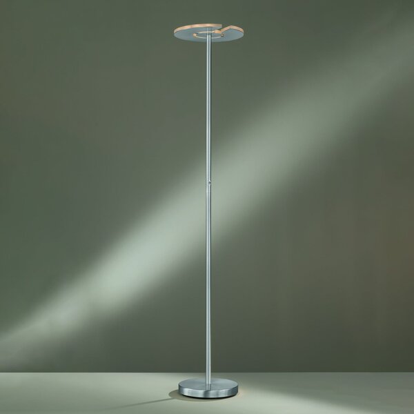 FISCHER & HONSEL Talna svetilka LED Dent, mat nikelj/krom, 180 cm, CCT, 1-svetlobna., zatemnjen, Siva, Dnevna soba / jedilnica, Kovina, Sodobni, Stoječe senčilo