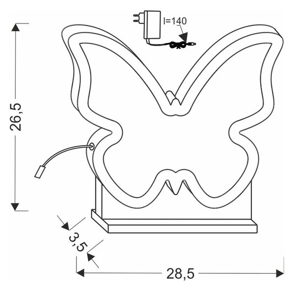 Rožnata otroška namizna svetilka Butterfly – Candellux Lighting