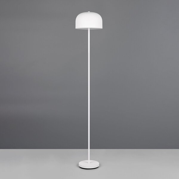 Reality Leuchten LED stojna svetilka Jeff, bela, kovina, višina 147 cm, zatemnjen, Bela, spalnica, Kovina