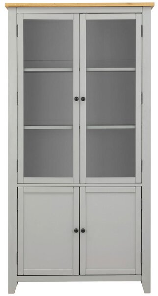 VITRINA, furnirano, masivno hrast, bor siva, prozorno, naravne barve