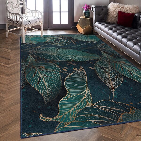 Modrozelen pralen tekač 80x200 cm Midnight Jungle – Mila Home