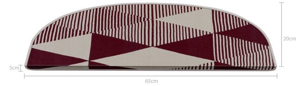 Bordo rdeči/beli komplet preprog za stopnice 16 ks 20x65 cm Triangles – Vitaus