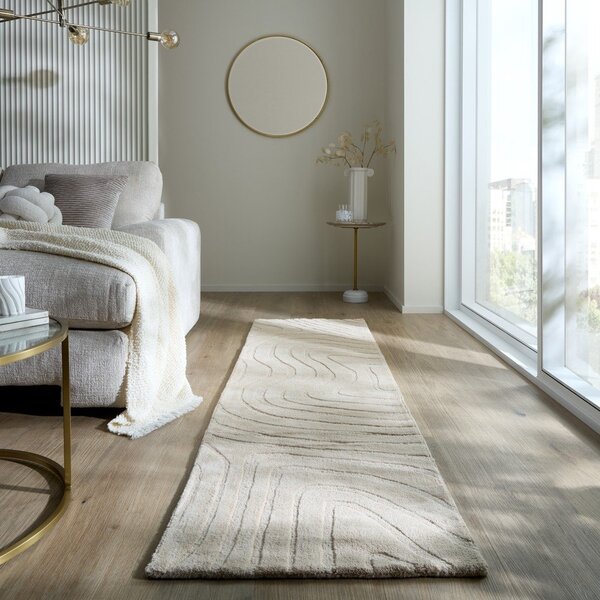 Kremno bel ročno tkan volnen tekač 60x230 cm Mesmerise Natural – Flair Rugs
