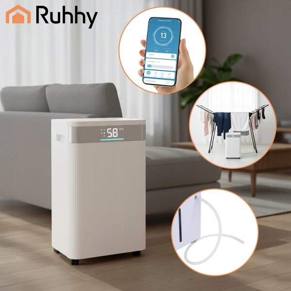 WiFi 330W kondenzacijski razvlaževalec LCD na kolesih 4,3L touch Brisoo