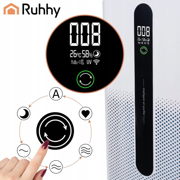 HEPA čistilec zraka Ioniqs LCD touch WIFI APP Smart Life 370m3/h