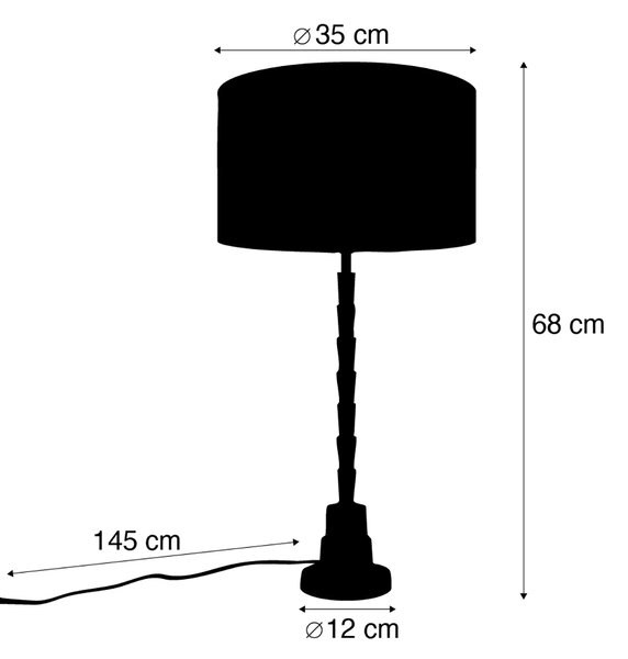 Namizna svetilka bronasta z zelenim žametnim senčilom 35 cm - Pisos