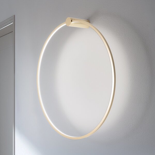 Milagro Lighting LED stenska svetilka Saturno, zlata, Ø 80 cm, kovina, 4.000 K, Zlata / medeninasta, Dnevna soba / jedilnica, Aluminij, Sodobni
