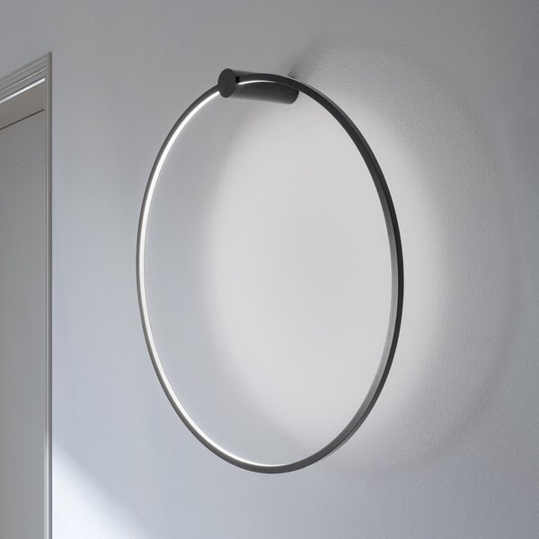 Milagro Lighting LED stenska svetilka Saturno, črna, Ø 80 cm, kovina, 4.000 K, Črna, Dnevna soba / jedilnica, Aluminij, Sodobni