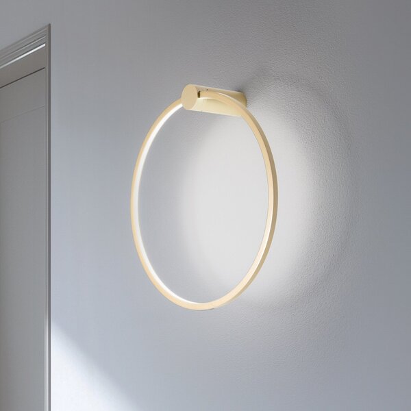 Milagro Lighting LED stenska svetilka Saturno, zlata, Ø 50 cm, kovina, 4.000 K, Zlata / medeninasta, Dnevna soba / jedilnica, Aluminij, Sodobni