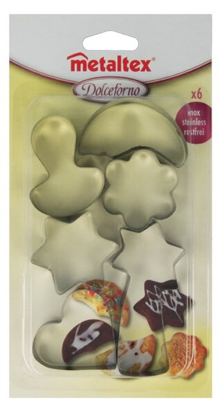 Set 6 modelčkov za piškote iz nerjavečega jekla Metaltex Cookie Cutters