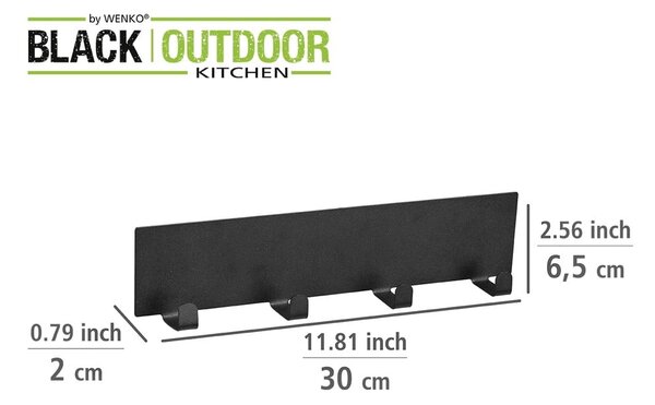 Črn magnetni obešalnik za kuhinjske pripomočke Wenko Black Outdoor Kitchen Ima