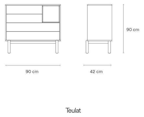 Temno siva nizka komoda 90x90 cm Corvo - Teulat