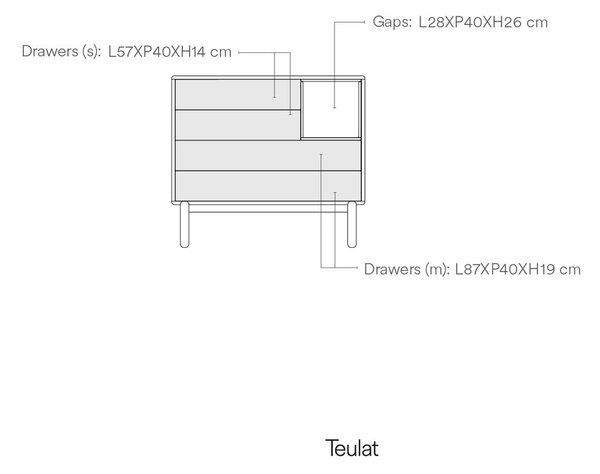 Temno siva nizka komoda 90x90 cm Corvo - Teulat