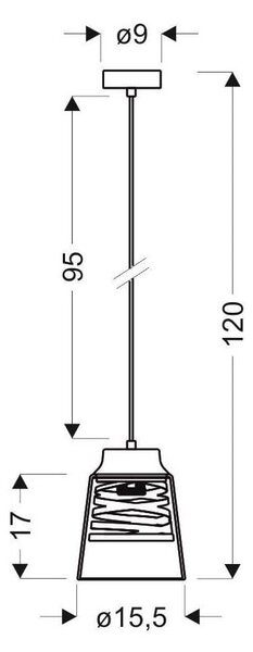 Črna viseča svetilka s steklenim senčnikom Fresno - Candellux Lighting